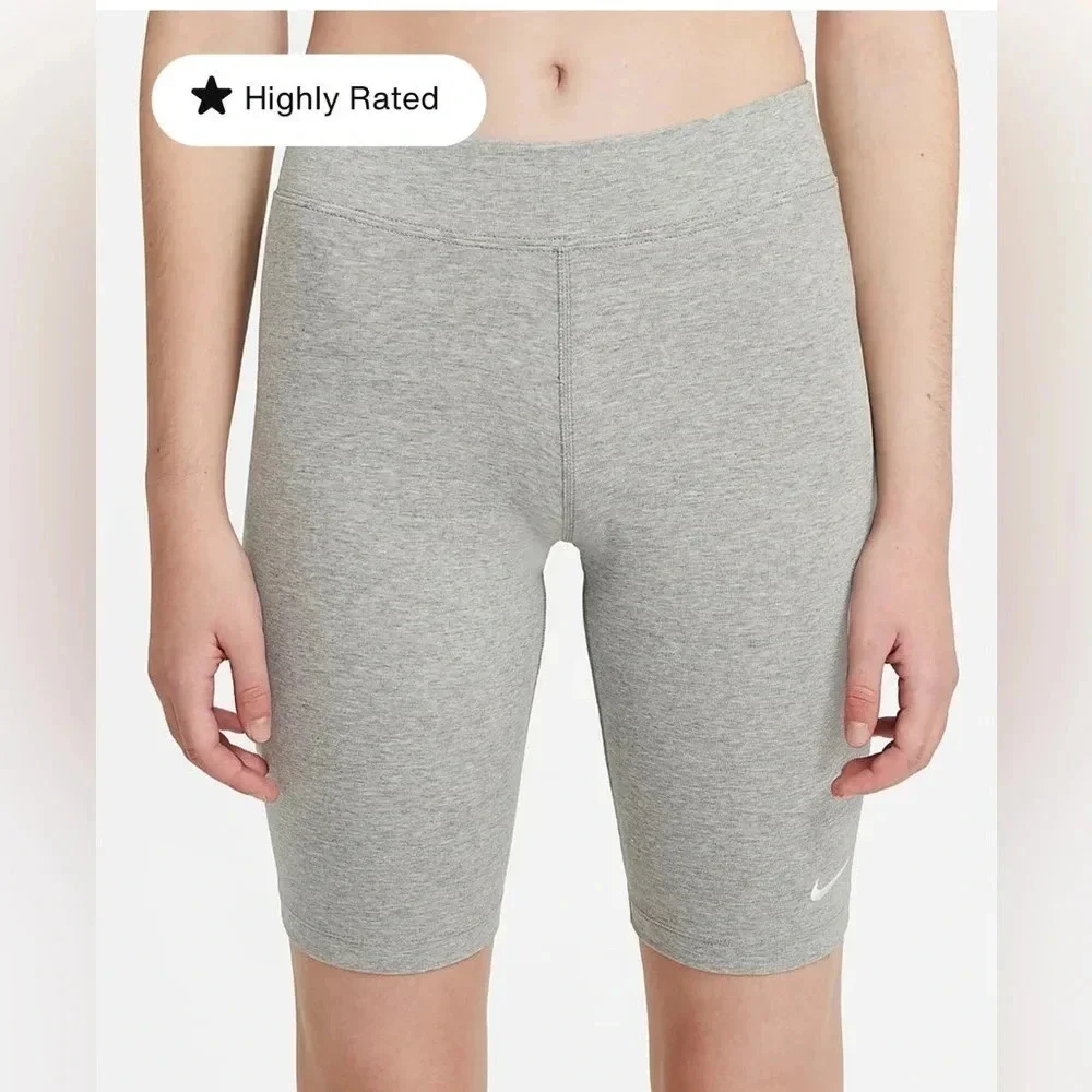NWT Nike Tight For Mid Rise Short Length Bike Shorts Gray Size XS
